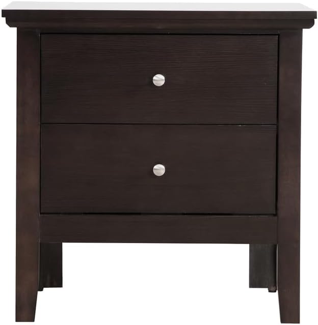 HomeStock Old World Charm Nightstand - Dovetailed Drawers for Bedroom Storage, Stylish Nickel Hardware, Painted Nightstand, Floor Mountable Espresso/2 Drawer - Image 3