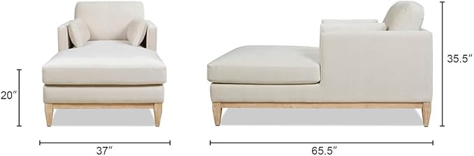 Jennifer Taylor Home Knox Modern 65" Performance Velvet Upholstered Indoor Living Room Chaise Lounge Chair
