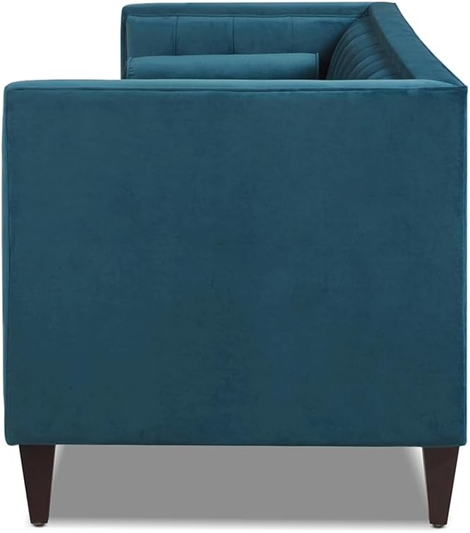 Jennifer Taylor Home Jack 84" Modern Tuxedo Tufted Sofa, Satin Teal Blue Velvet