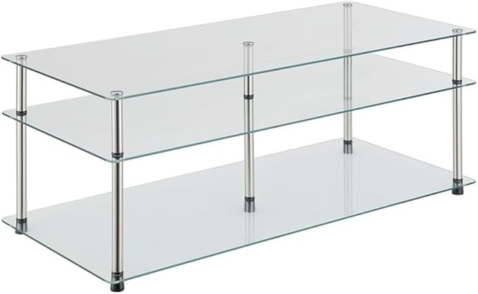 Convenience Concepts Designs2Go Classic Glass 3 Tier Coffee Table, Glass