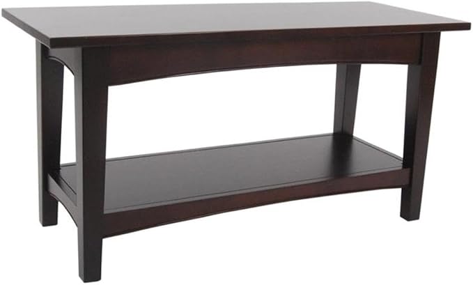 Alaterre Furniture Shaker Cottage Bench with Shelf, Espresso by AlaterreFurniture