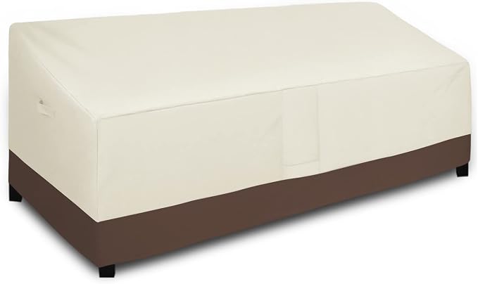 Easy-Going Waterproof Outdoor Couch Cover, Heavy Duty 3-Seater Patio Sofa Cover, Winchdproof Outdoor Furniture Cover with Air Vent (104Wx40Dx33H inch, Beige/Dark Brown) by Easy-Going