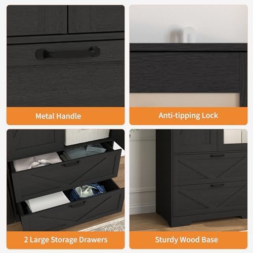 Armoire Wardrobe Closet (Black-2 Door)