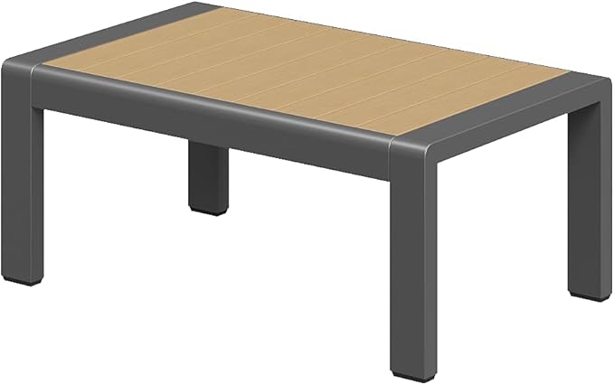 Aoxun Aluminum Outdoor Patio Furniture Set, Coffee Table ×1, Dark Grey & Dark Grey