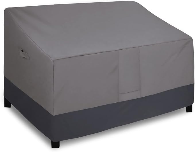 Easy-Going Waterproof Outdoor Loveseat Cover Heavy Duty Patio Furniture Couch Cover Windproof Durable (54Wx38Dx35H inch, Gray/Dark Gray) by Easy-Going