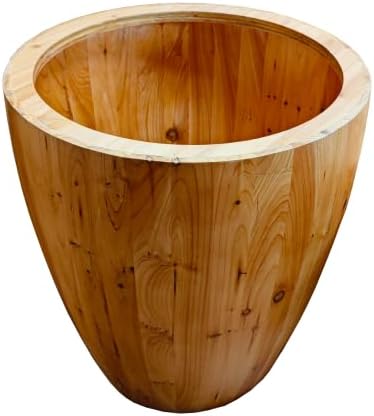 21.06" Vintage Style Bucket Shaped Coffee Table, Drum Coffee Table for Office, Dining Room and Living Room, Nature