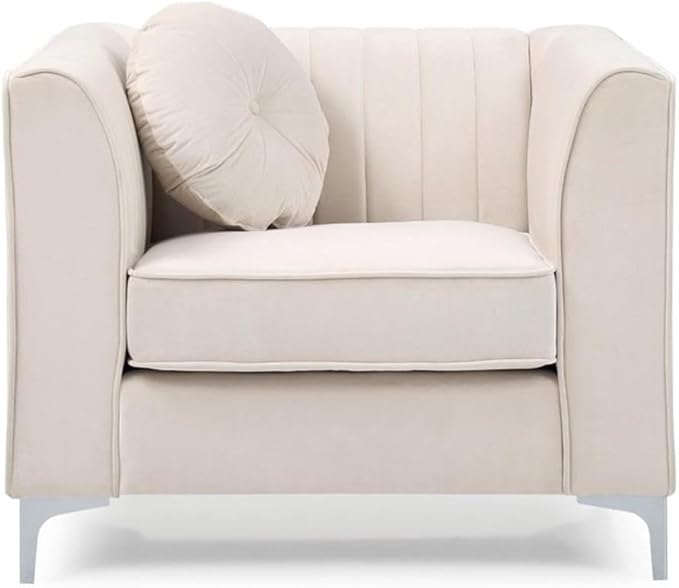 Glory Furniture Delray Velvet Chair in Ivory