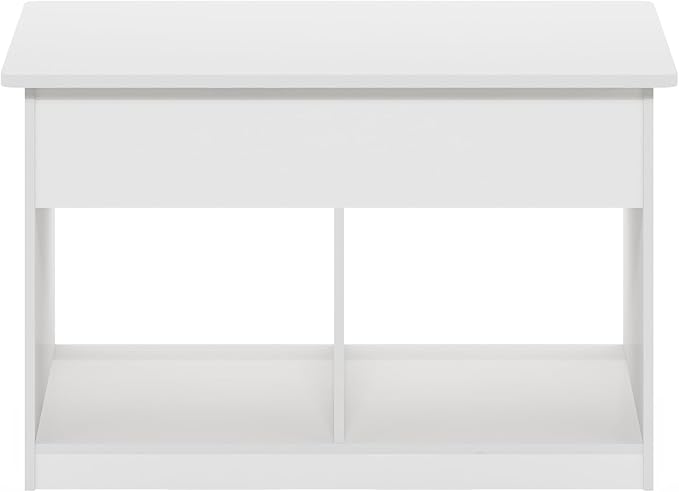 Furinno Jensen Living Room Lift Top Coffee Table with Hidden Compartment, Solid White