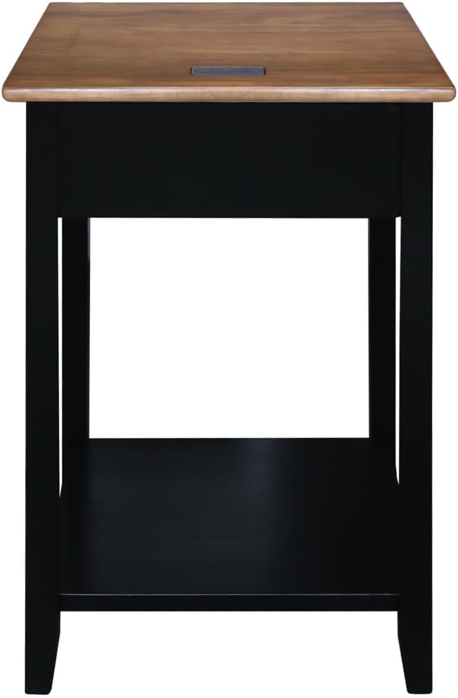 Casual Home Owl Night Stand with USB Port Charging Station and Drawer, 17.5" W x 14.25" D x 24.5" H, Walnut Black - Image 6