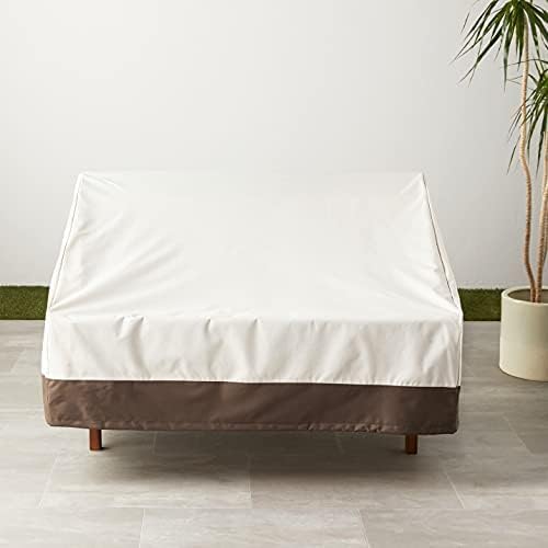 Amazon Basics 2-Seater Deep Lounge Sofa, Outdoor Couch and Patio Furniture Cover, Waterproof, Anti-UV, Water Resistant, Durable, Beige/Tan - Image 4