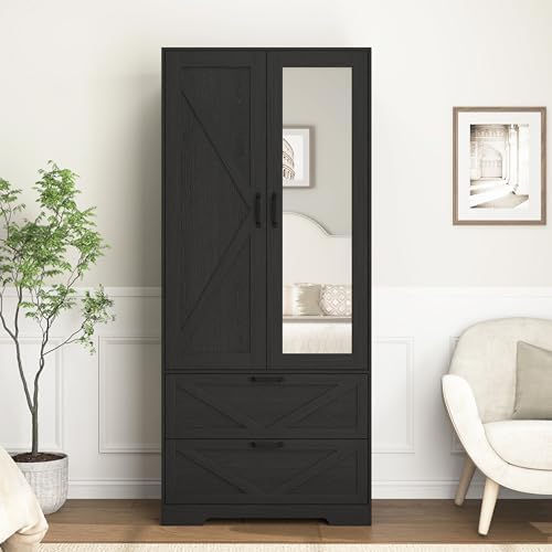 Armoire Wardrobe Closet (Black-2 Door)