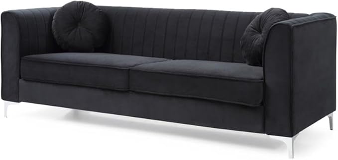 Glory Furniture Delray Velvet Sofa in Black