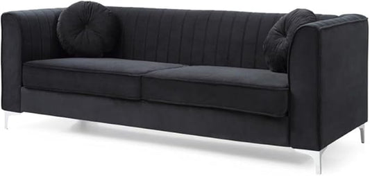Glory Furniture Delray Velvet Sofa in Black