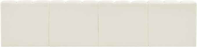 Meridian Furniture 103Cream-S4E Arc Collection Modern | Contemporary Modular Sofa with Soft Cream Velvet, Deep Channel Tufting, Modular Design, 119 W x 31 D x 30 H, Cream