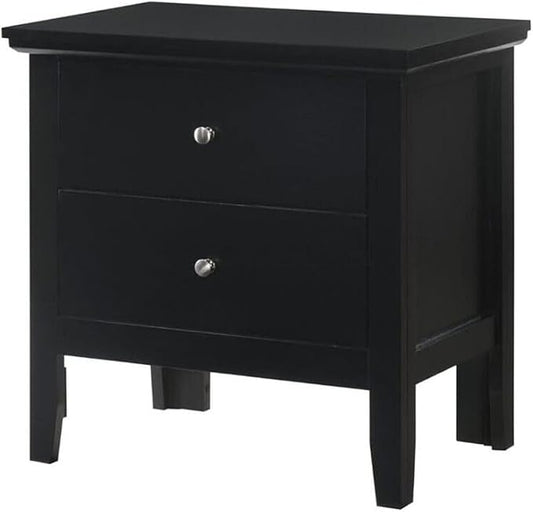 HomeStock Old World Charm Nightstand - Dovetailed Drawers for Bedroom Storage, Stylish Nickel Hardware, Painted Nightstand, Floor Mountable Black/2 Drawer by Homestock