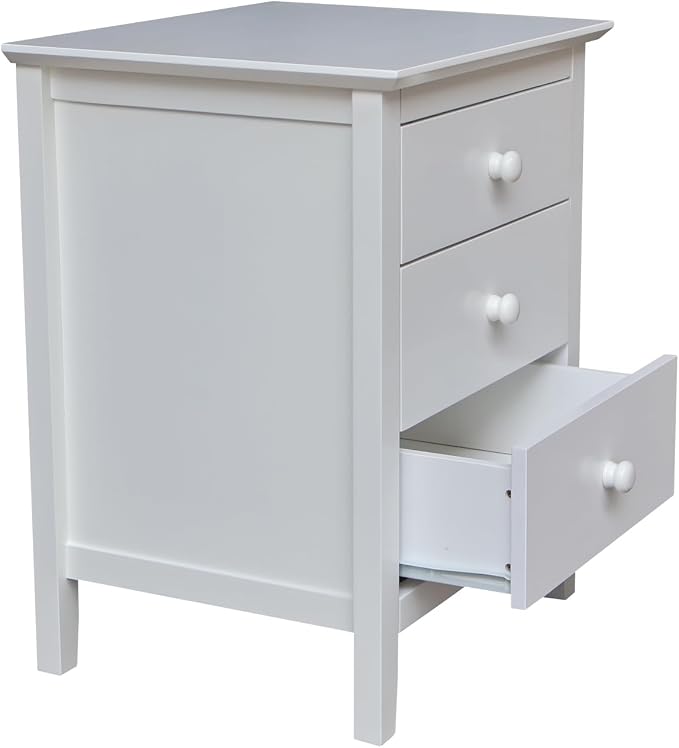 International Concepts Solid Wood Bedroom Nightstand with 3 Drawers in White - Image 9