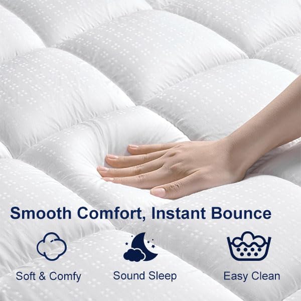 ACCURATEX Mattress Pad Twin Size - 2 Inches Double Layer Comfort Pillow Top Mattress Cover, Quilted Fitted Mattress Protector Cotton Top, Stretches up 8-21" Deep Pocket Mattress Topper,39x75