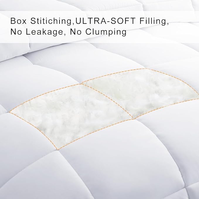 COHOME Twin/Twin XL Size Cooling Comforter, All-Season Quilted Down Alternative Duvet Insert, Luxury Hotel GentleSoft Comforter with Anti-Clump Tech & 8 Tabs - Reversible - White 64x88 inches