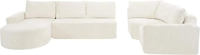 Ball & Cast Oversized Modular Sectional Sofa Cloud Couch,141.7" Modern Upholstered Couch w/Deep Seat Comfy Couches,Minimalist Sleeper Sofas,for Living Room,Apartment,Beige