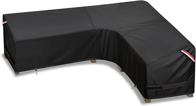 KylinLucky L-Shaped Patio Sectional Sofa Cover 104"x83", Heavy Duty Waterproof Outdoor Couch Cover, All-Weather Protection for Large Sectional with Chaise, Black by KylinLuckyOutdoorFurnitureCovers