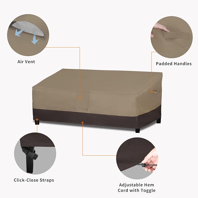 Easy-Going Waterproof Outdoor Couch Cover, Heavy Duty 4-Seater Patio Sofa Cover, Winchdproof Outdoor Furniture Cover with Air Vent （104Wx32.5Dx33H inch,Camel/Dark Brown - Image 4