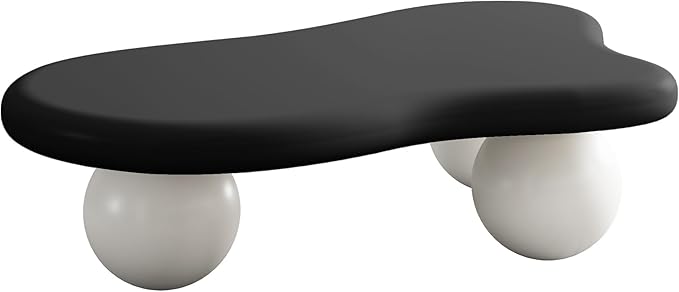 40" Modern Coffee Table Cloud Shape Low Center Table Cute Irregular Indoor Tea Table with 3 Ball Legs for Living Room Small Space