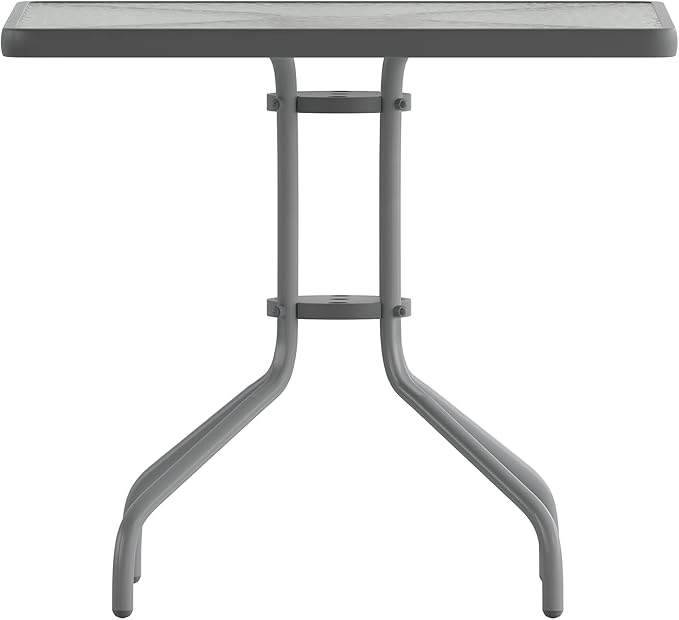 Flash Furniture Barker 31.5'' Square Tempered Glass Metal Table, Silver - Image 10
