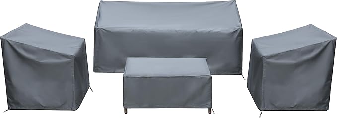 Patio Furniture Covers,Outdoor Furniture Cover Waterproof,Patio Furniture Set Covers for 4 Piece Outdoor Conversation Set,Patio Covers Set-XX-Large (Grey) by BANER+GARDEN