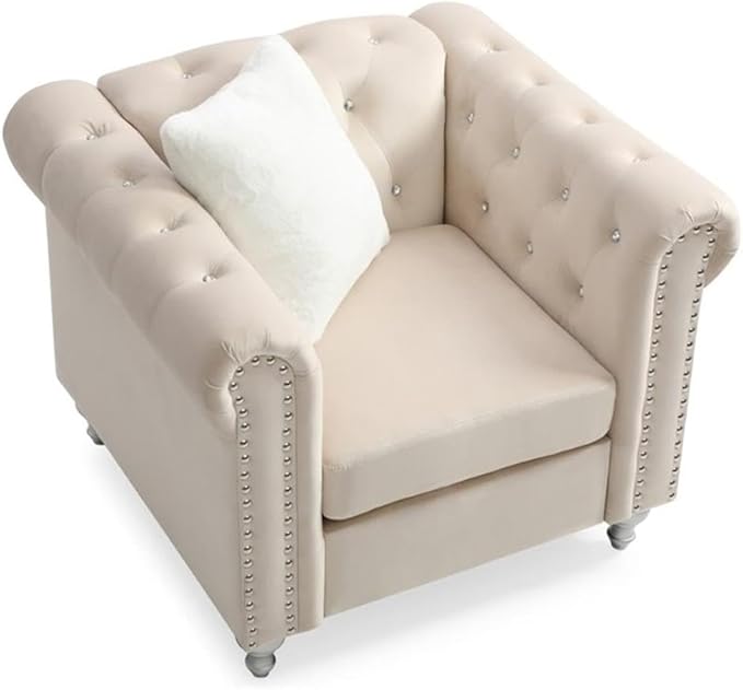 Glory Furniture Raisa Velvet Chair in Beige