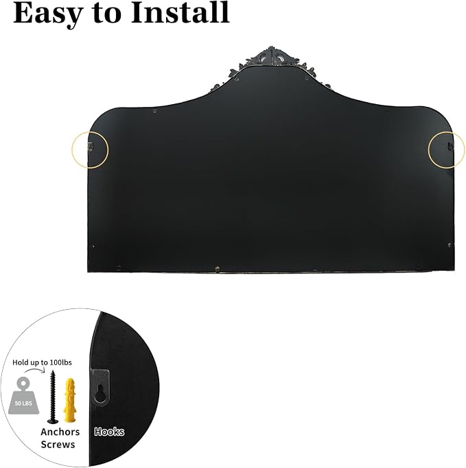 G-LEAF Vintage Baroque Mirror 48"X30", Victorian Antique Mirror with Gold Ornate Metal Frame for Fireplace Entryway Living Room Hallway Bathroom - Image 6