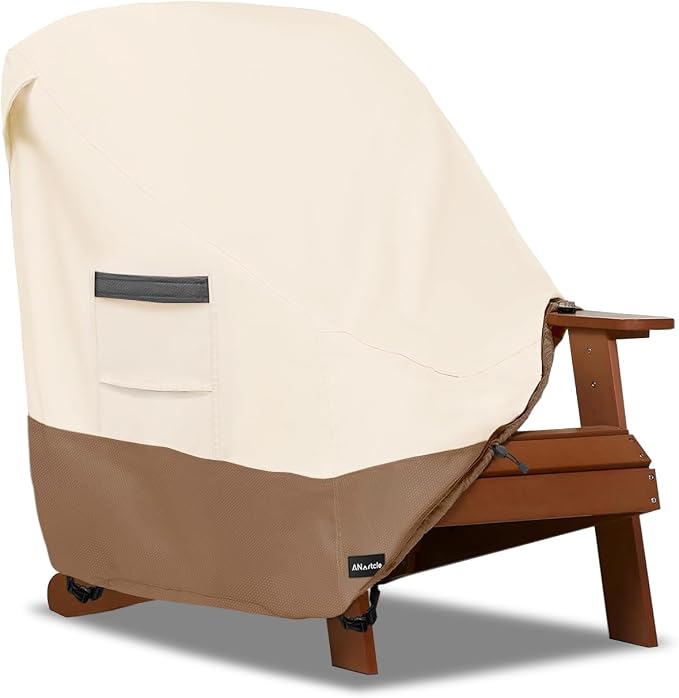 ANartcle Patio Adirondack Chair Cover 2 Pack,600D Waterproof Heavy Duty Outdoor Chair Covers,Adirondack Chair Covers(30W x 34D x 36H inches),Patio Furniture Covers,Beige&Brown - Image 3