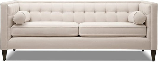 Jennifer Taylor Home Jack 84" Modern Tuxedo Tufted Sofa, Sky Neutral Beige Polyester