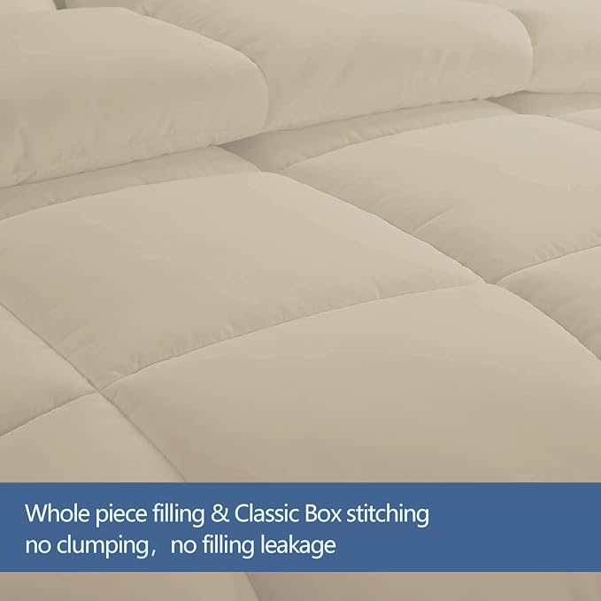 MAPLE DOWN Soft California King Size Comforter Duvet Insert-Down Alternative Comforter with Corner Tabs-Lightweight Fluffy Breathable Machine Washable(Light Brown, 102"x96")
