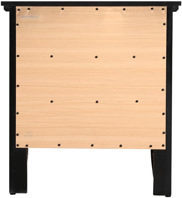 HomeStock Old World Charm Nightstand - Dovetailed Drawers for Bedroom Storage, Stylish Nickel Hardware, Painted Nightstand, Floor Mountable Black/3 Drawer - Image 5