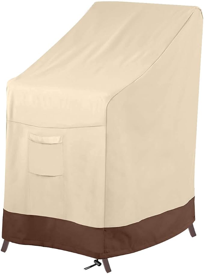 Vailge Stackable Patio Chair Cover,100% Waterproof Outdoor Chair Cover, Heavy Duty Lawn Patio Furniture Covers,Fits for 4-6 Stackable Dining Chairs,36"Lx28"Wx47"H,Beige&Brown by VAILGE