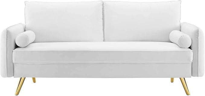 Modway Revive Performance Velvet Sofa, White , 32.5 x 72 x 33.5