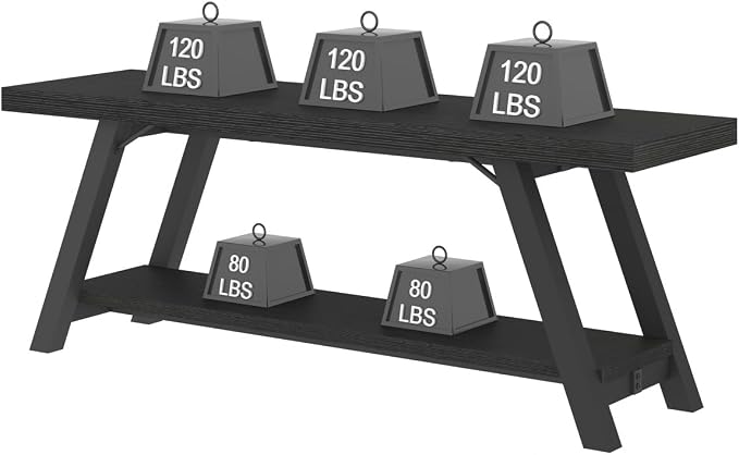 LVB Black Bench, Modern Storage Bench for Bedroom, Wood Metal Entryway Bench for Hallway Dining Living Room, Famrhouse Shoe Rack Indoor Accent Seating Benchs for Foyer Entrance, Black Oak 47 Inch Long - Image 6
