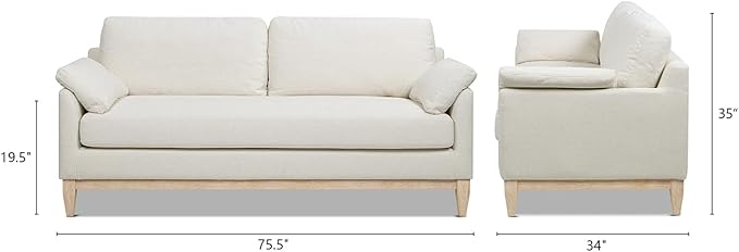 Jennifer Taylor Home Pasadena 75.5" Modern Farmhouse Sofa, Flax White Linen