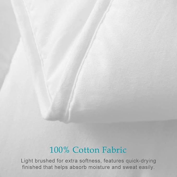 100% Cotton Cover Down Alternative Comforter Twin - Ultra-Soft Skin-Friendly Breathable Fluffy Microfiber Duvet, All Season Bed Comforter Duvet Insert (68x90, White)