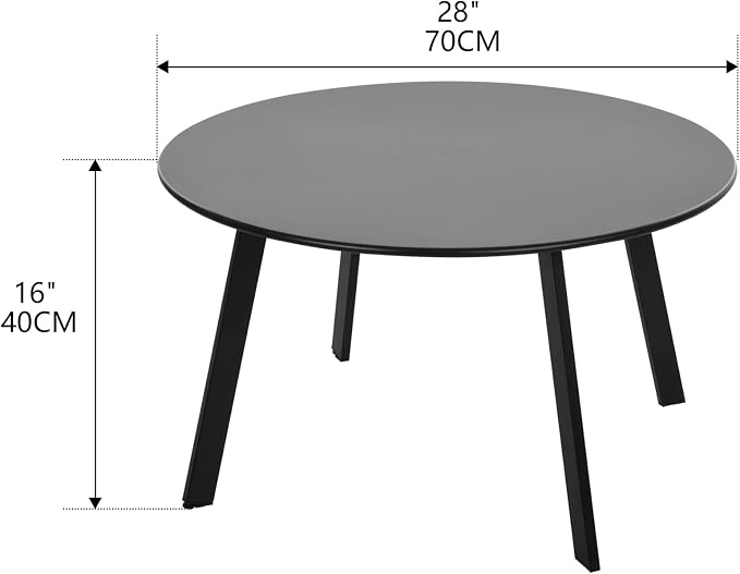 Meluvici Outdoor Side Table, Outdoor/Indoor Metal Steel Patio Coffee Table, Round Weather Resistant Anti-Rust (Black) - Image 3