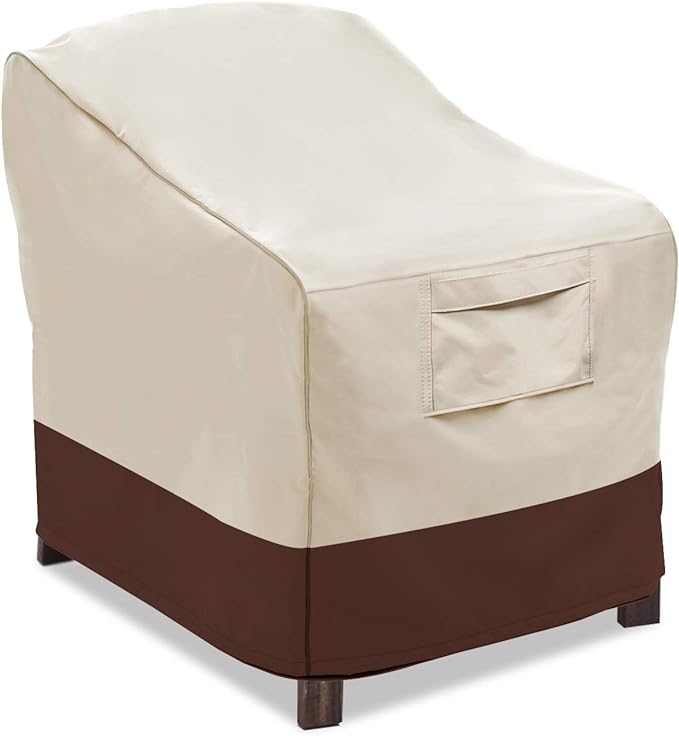 Vailge Patio Chair Covers, Lounge Deep Seat Cover, Heavy Duty and Waterproof Outdoor Lawn Patio Furniture Covers (Small, Beige & Brown) by VAILGE