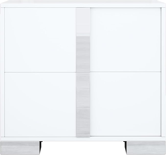 Mirrored Nightstand End Table, 23.3" W Silver Night Stand for Bedroom, Mirrored Bedside Table with Storage, Glass Mirror Nightstand (White) - Image 8