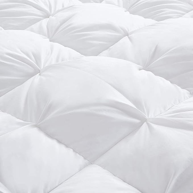 HOMBYS 120x98 Oversized King Feather and Down Comforter, Pinch Pleat Palatial King Duvet Insert with 100% Cotton Cover, White Fluffy Thick Comforter for All Season Warmth