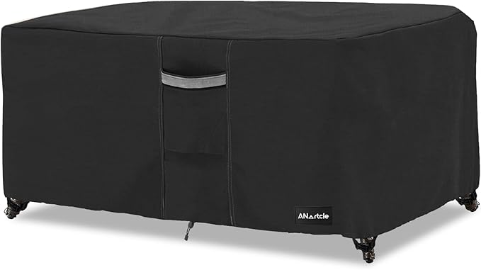 ANartcle Patio Coffee Table Cover, 600D Waterproof Heavy Duty Rectangular Outdoor Table Cover,Patio Furniture Covers,48 x 28 x 16 inch,Black by PatioFurnitureCovers