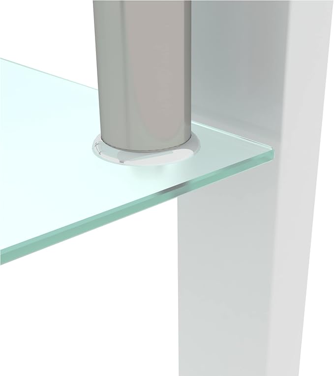 Rectangle Glass Coffee Table, Clear Coffee Table Modern Side Center Tables Furniture for Living Room,White