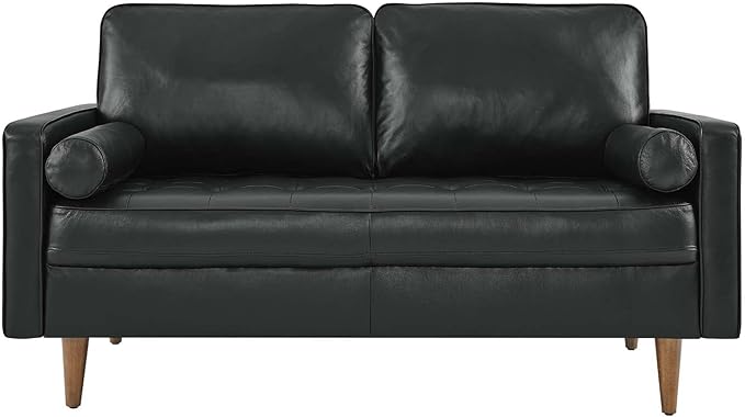 Modway EEI-5870-BLK Valour Leather Loveseat, Black