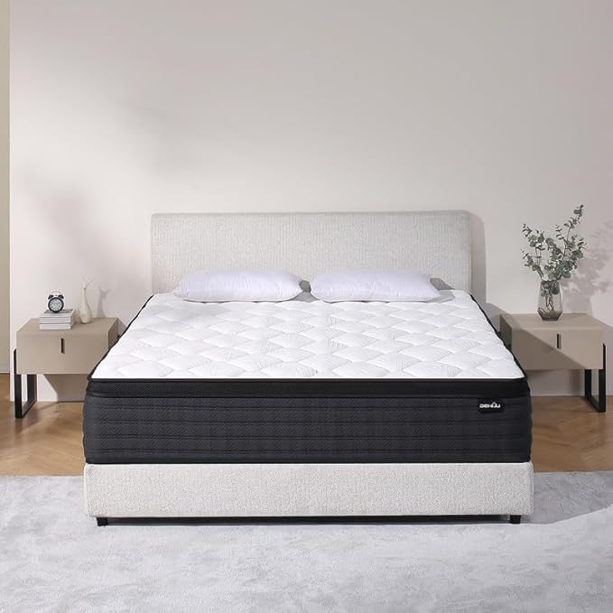 Queen Size Mattress, 12 Inch Hybrid Memory Foam Queen Mattress in a Box, Medium, Individual Pocket Spring & Pressure Relief, 100 Nights Trial, CertiPUR-US