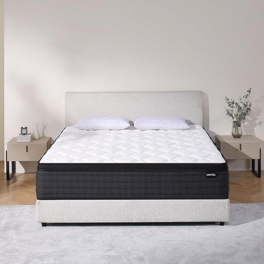 Queen Size Mattress, 12 Inch Hybrid Memory Foam Queen Mattress in a Box, Medium, Individual Pocket Spring & Pressure Relief, 100 Nights Trial, CertiPUR-US