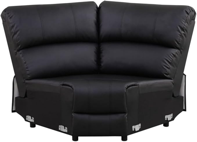 Reclining Sectional Sofa Set, L Shaped PU Leather Recliner Couch with Cup Holder and Storage Console for Home Theater & Living Room, Black
