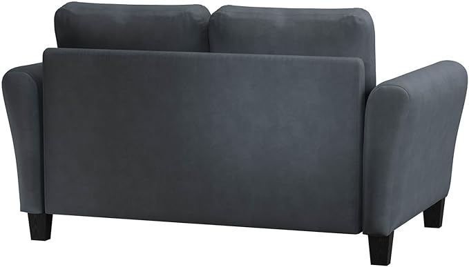 Studio Living Watford 57.9" Loveseat, Traditional Style, Pocket Coil Comfort, Black Legs, Microfiber Fabric, Dark Gray